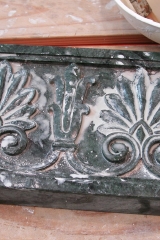 WIP carved verde alpi marble mantle panel WIP carved verde alpi marble mantle panel